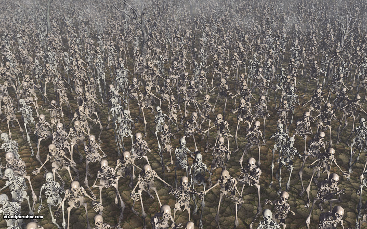 Skeletons, march, zombie, bones, skull, army, marching, crowd, chase, zombies, skeleton, attack, 3d, wallpaper, widescreen