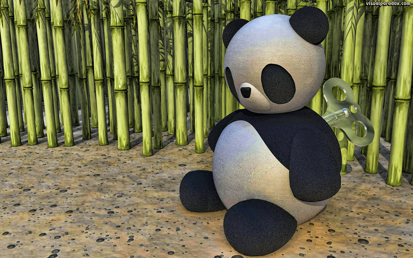 panda, clockwork, wind-up, key, china, winding, toy, doll, bamboo, cane, bear, wound, down, 3d, wallpaper, widescreen
