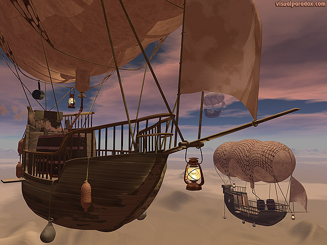 Free 3D Wallpaper 'Air Ship Race' 640x400