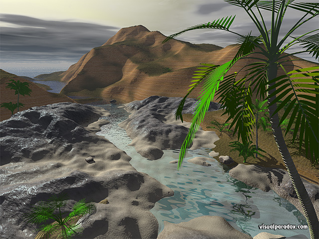 Free 3D Wallpaper 'Blue Stream' 640x400