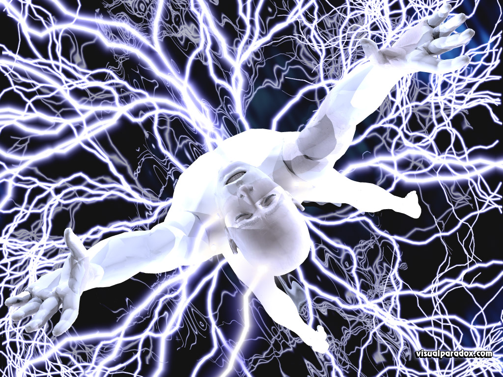 lightning, electricity, shock, charge, man, electrocution, bolts, 3d, wallpaper