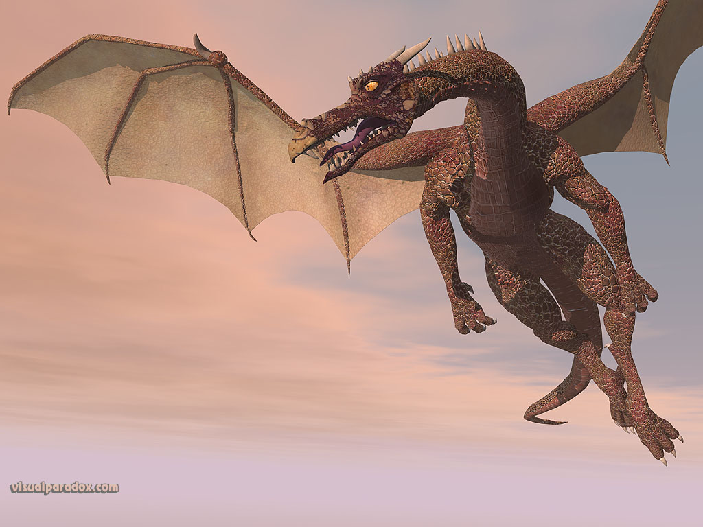 fly, wyrm, mythical, monster, soar, dragons, 3d, wallpaper