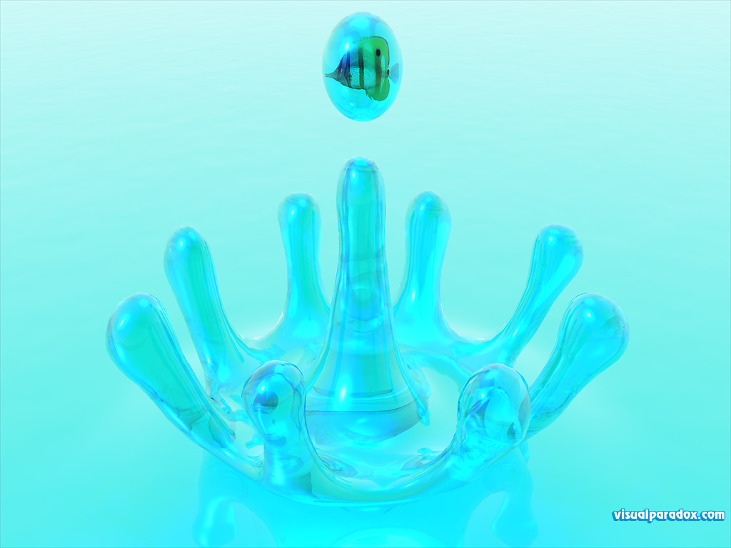 drip, splash, water, liquid, fish, aquarium, angel, tropical, blue, cool, 3d, wallpaper