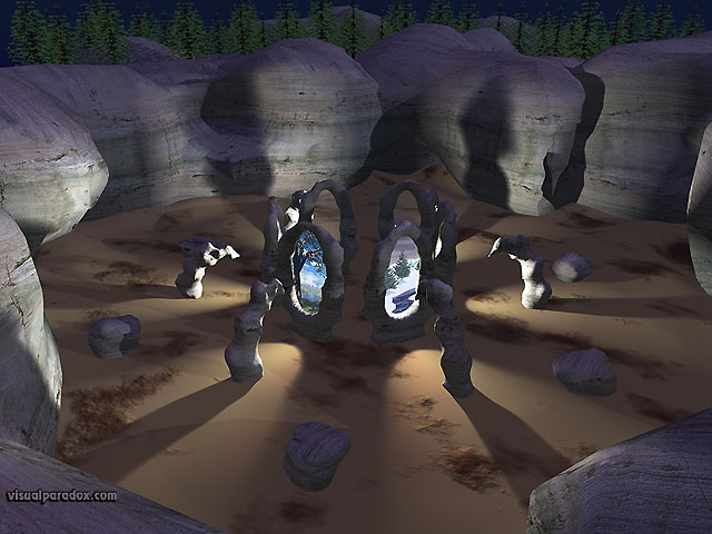 Free 3D Wallpaper 'Exodus Stones' 640x400