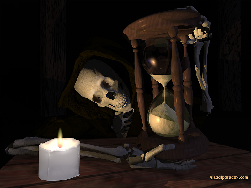 skeleton, hourglass, new years, time, candle, death, doom, minutes, skull, 3d, wallpaper