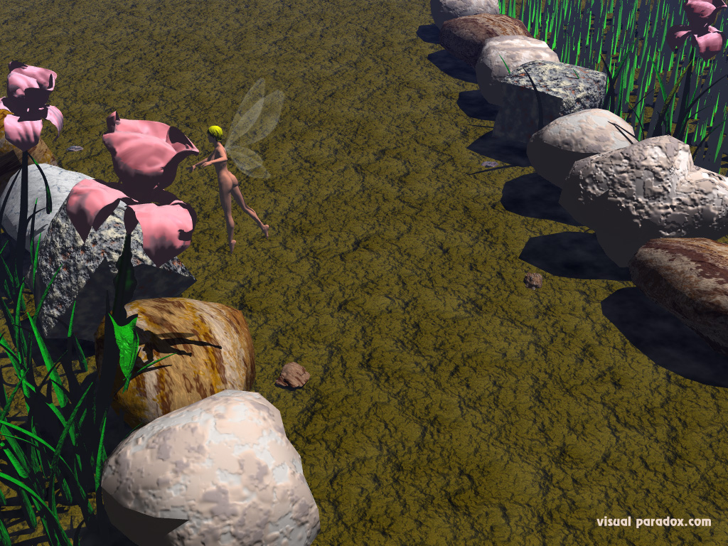 fairy, flowers, fly, road, small, smell, 3d, wallpaper