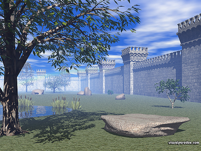 Free 3D Wallpaper 'Garden Wall' 640x400