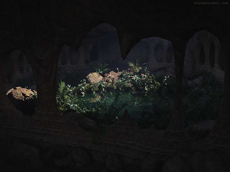 cave, hidden, garden, chamber, pit, well, shelter, cavern, 3d, wallpaper