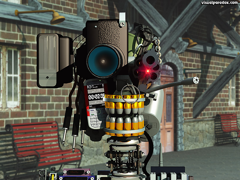robot, terrorist, insurgent, ird, ied, explosive, skeleton, Geoff Peterson, android, droid, electronic, bomb, bot, attack, transformer, battlebot, terminator, 3d, wallpaper