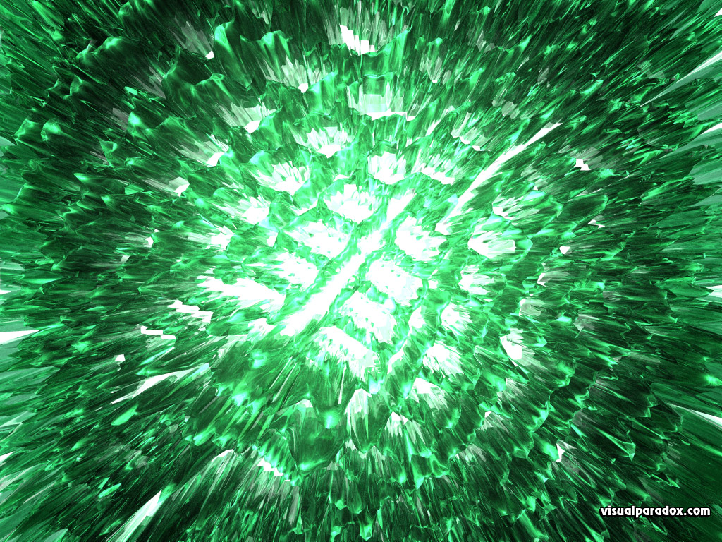 abstract, non-objective, green, vertigo, radial, fractal, glass, 3d, wallpaper