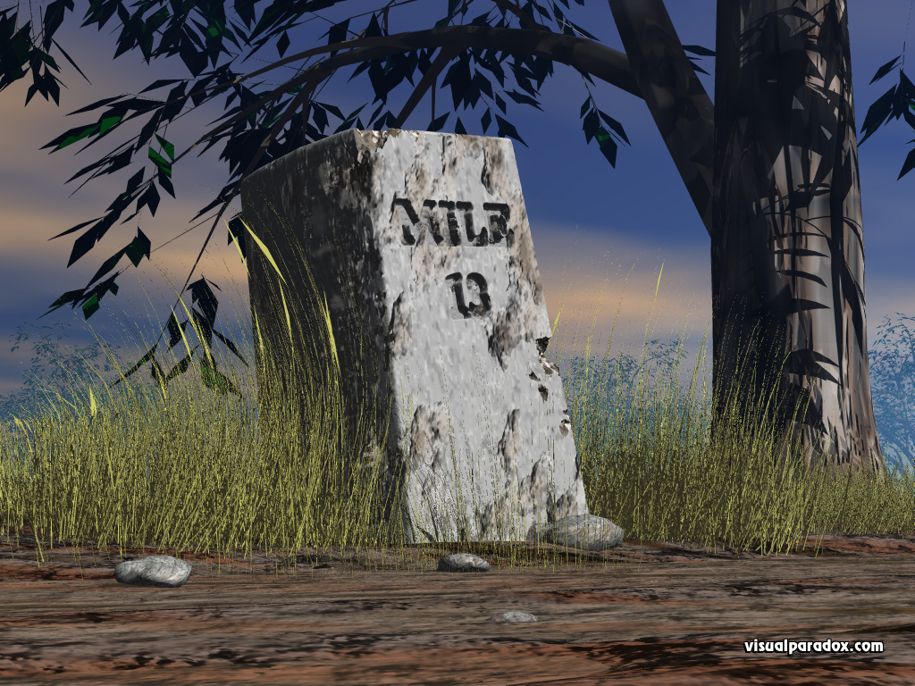 mile, marker, number, 13, weeds, roadside, pillar, block, brick, 3d, wallpaper