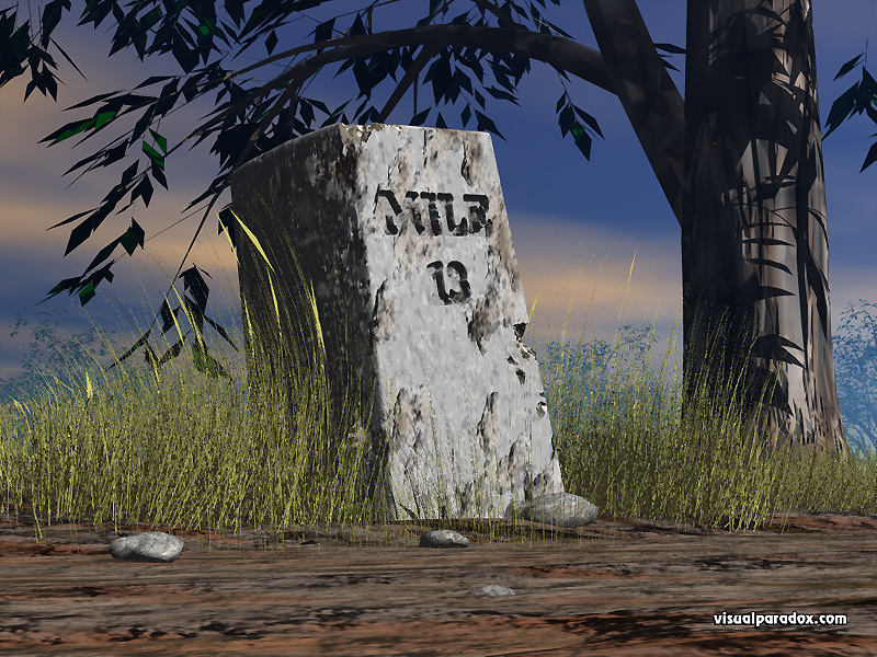 mile, marker, number, 13, weeds, roadside, pillar, block, brick, 3d, wallpaper
