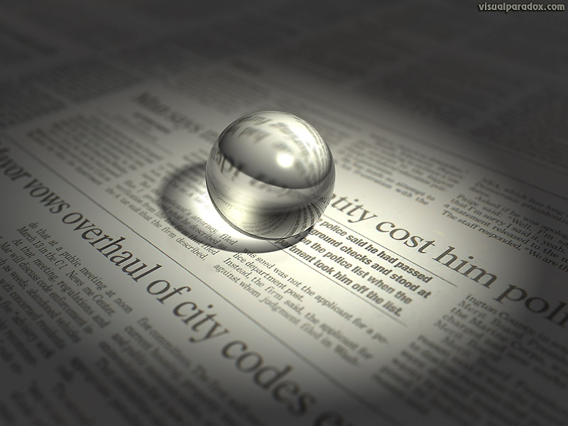 news, crystal, ball, sphere, glass, lens, spotlight, 3d, wallpaper