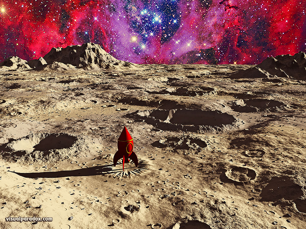 rocket, landing, touch down, nebula, space, planet, stars, spaceship, 3d, wallpaper
