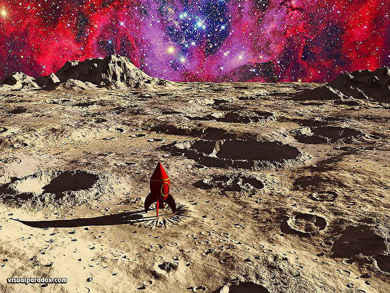 rocket, landing, touch down, nebula, space, planet, stars, spaceship, 3d, wallpaper