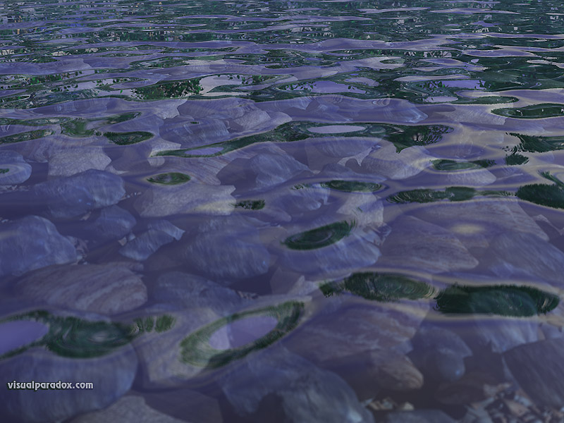 water, ripples, rocks, bottom, lake, wade, creek, pond, shallow, stream ,river, 3d, wallpaper