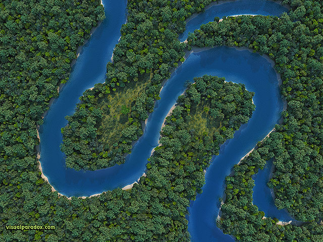 Free 3D Wallpaper 'River Bends' 640x400