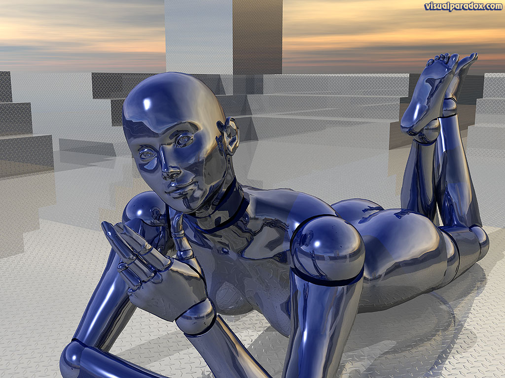 female, bot, girl, lady, woman, fembot, mech, clockwork, metal, chrome, diamond plate, 3d, wallpaper