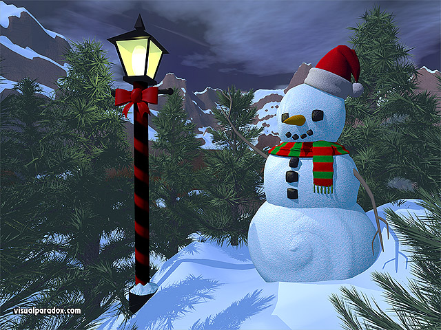Free 3D Wallpaper 'Snowman' 640x400