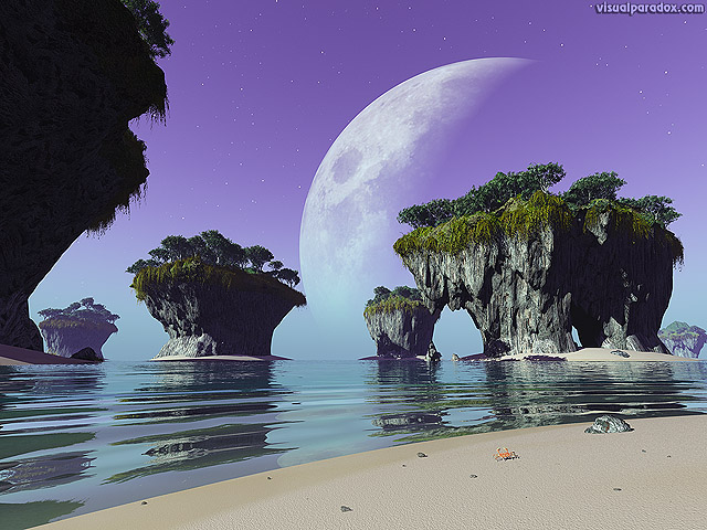 Free 3D Wallpaper 'Strange Beach' 640x400