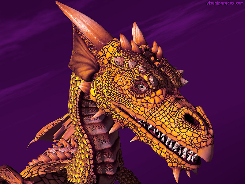 dragon, wyrm, mythical, monster, soar, closeup, detail, yellow, gold, copper, dragons, 3d, wallpaper