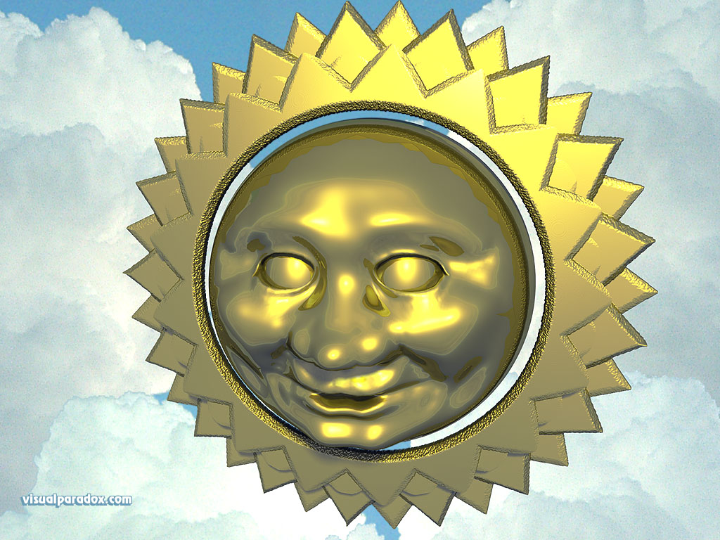 sky, star, clouds, mask, solar, happy, summer, man, face, sun, 3d, wallpaper