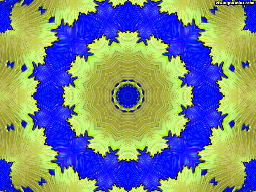 blue, yellow, kaleidoscope, optical, illusion, animated, dizzy, movement, symmetrical, 3d, wallpaper