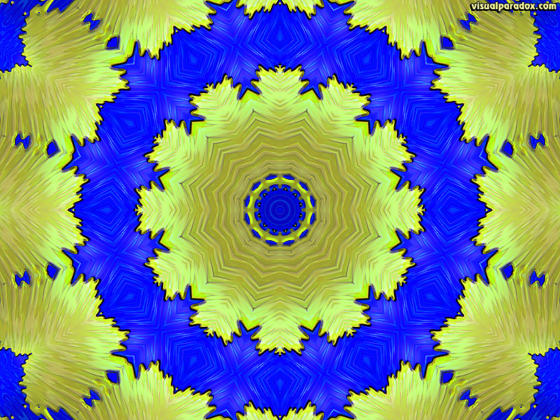 blue, yellow, kaleidoscope, optical, illusion, animated, dizzy, movement, symmetrical, 3d, wallpaper