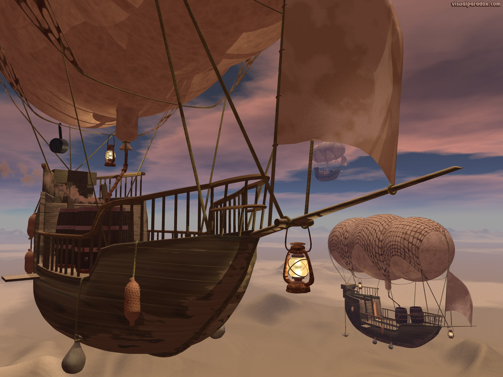 balloon, float, dirigible, ship, boat, fly, flying, helium, hydrogen, hot, city, flight, night, 3d, wallpaper
