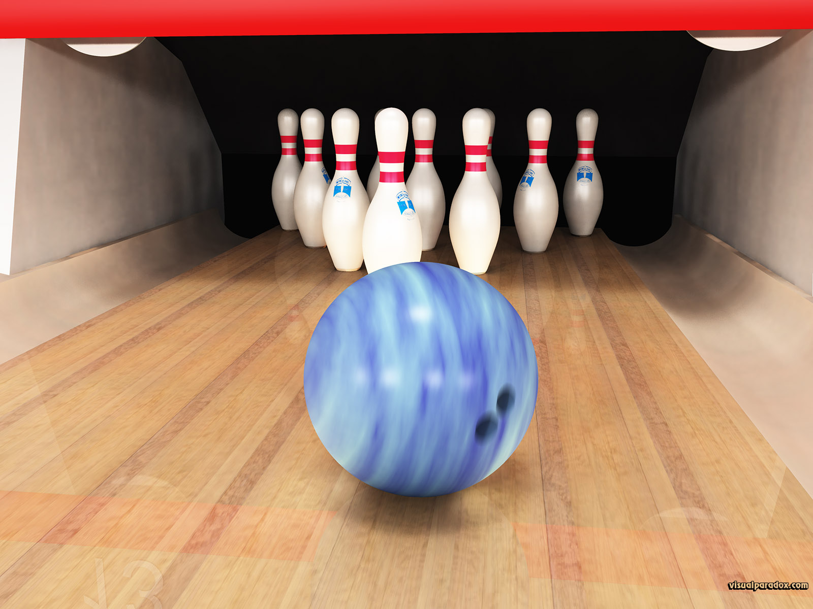  lane alley game sport strike spare bowl ten pin, 3d, wallpaper. Bowling