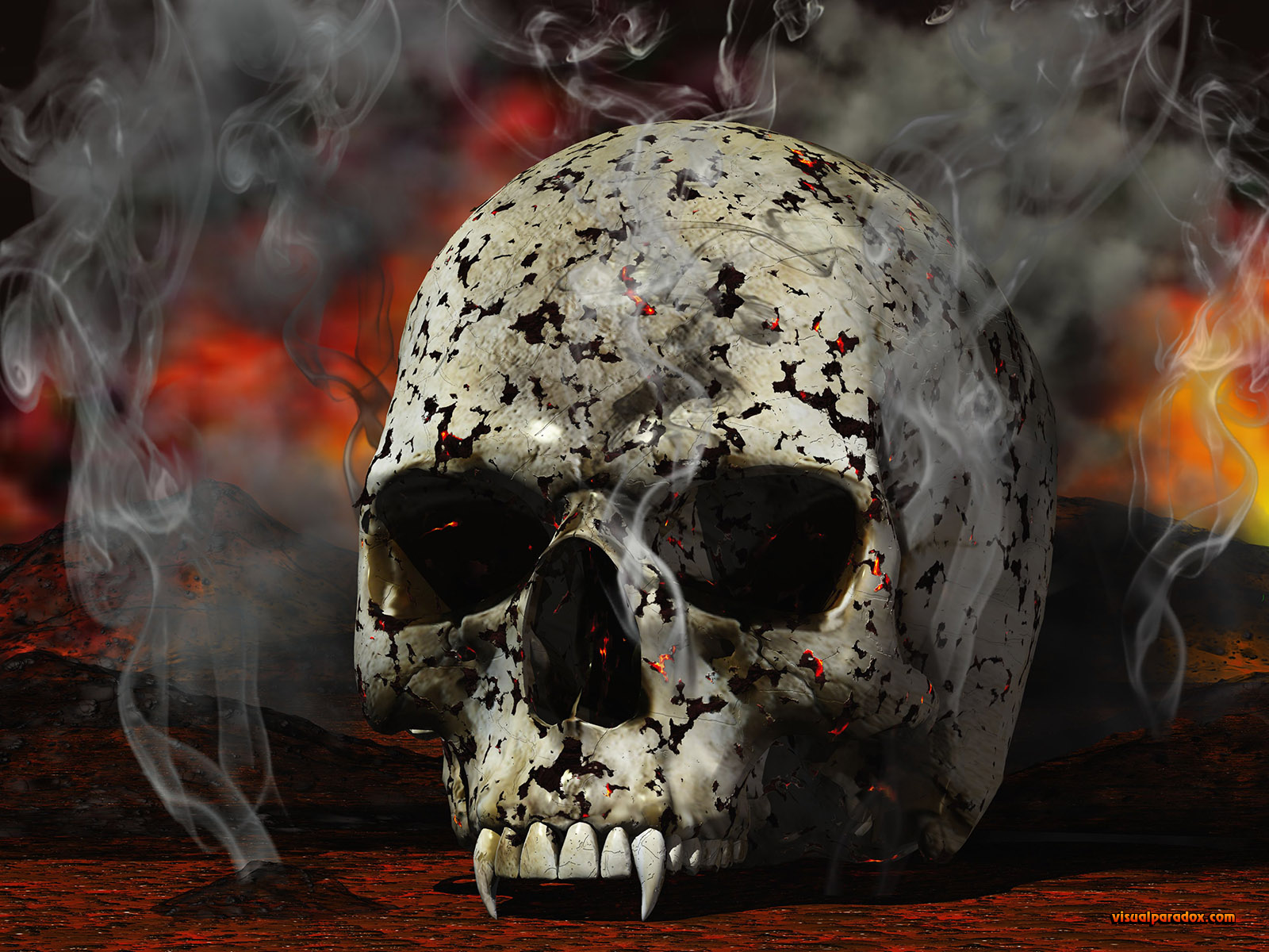 vampire, skull, burn, burnt, smoke, smoked, fire, demon, horror, scary, undead, Nosferatu, vampyre, 3d, wallpaper
