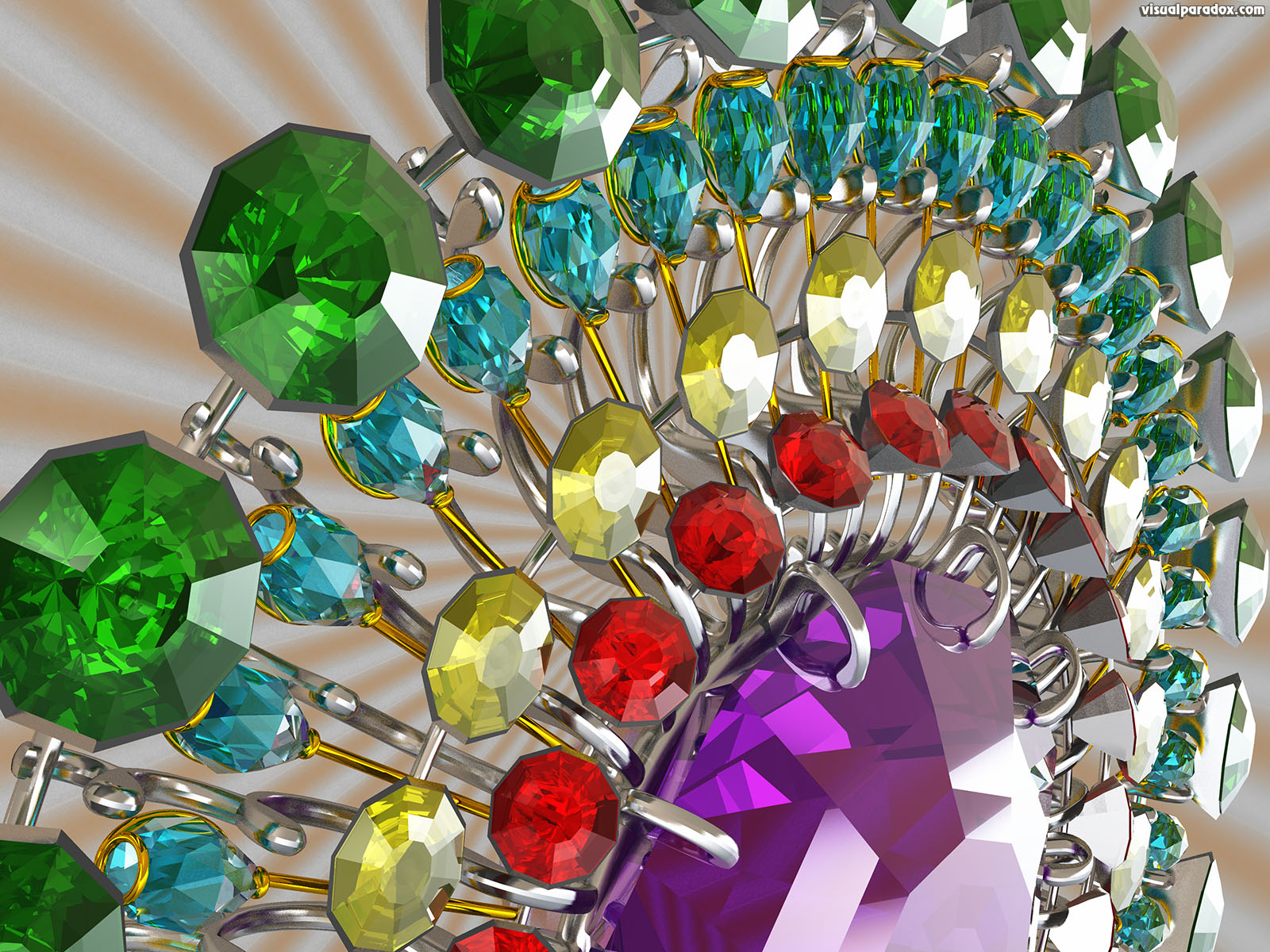 jewel, gem, diamond, ruby, broach, jewelcraft, wheel, fortune, treasure, stone, 3d, wallpaper