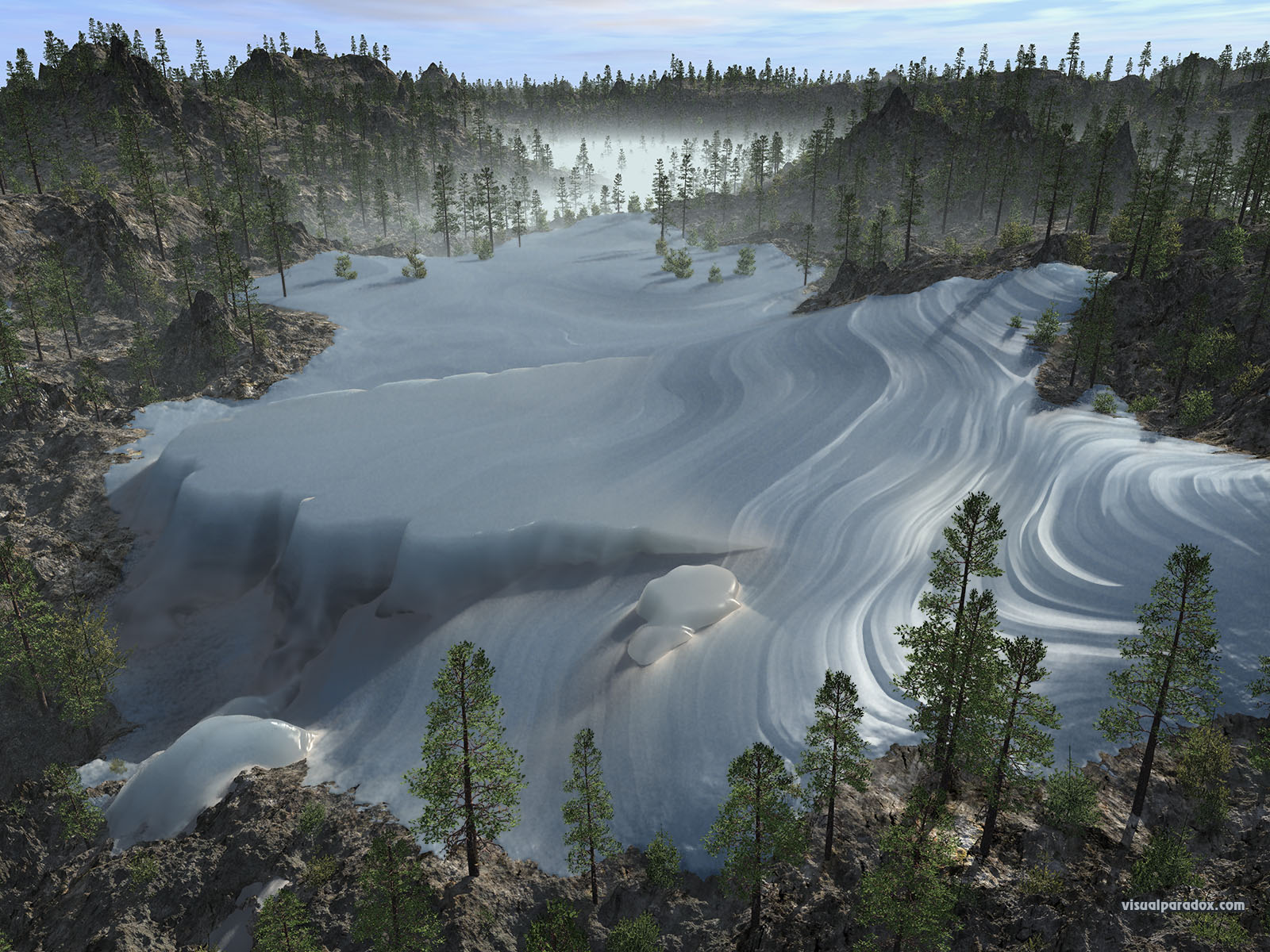 ice, pack, snow, glacier, tundra, permafrost, cold, arctic, 3d, wallpaper