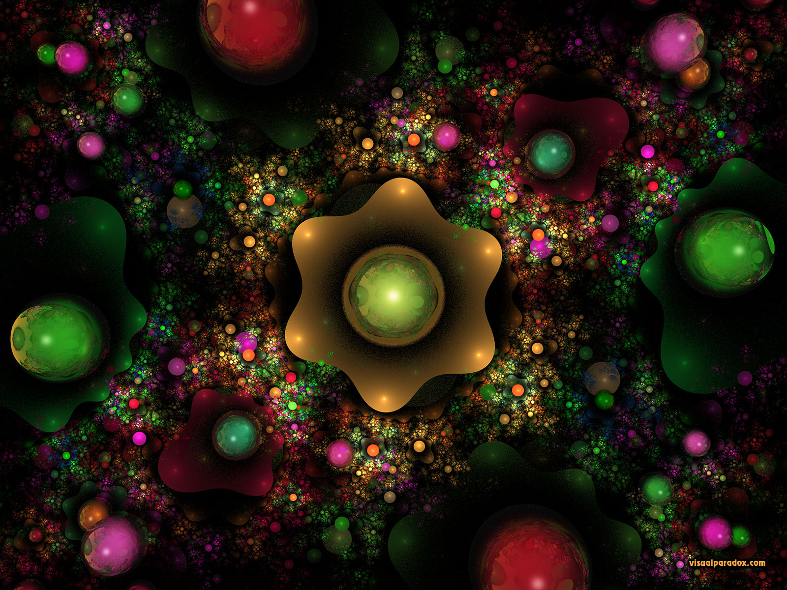 mathmatical fractal flame crystal spheres , 3d, wallpaper