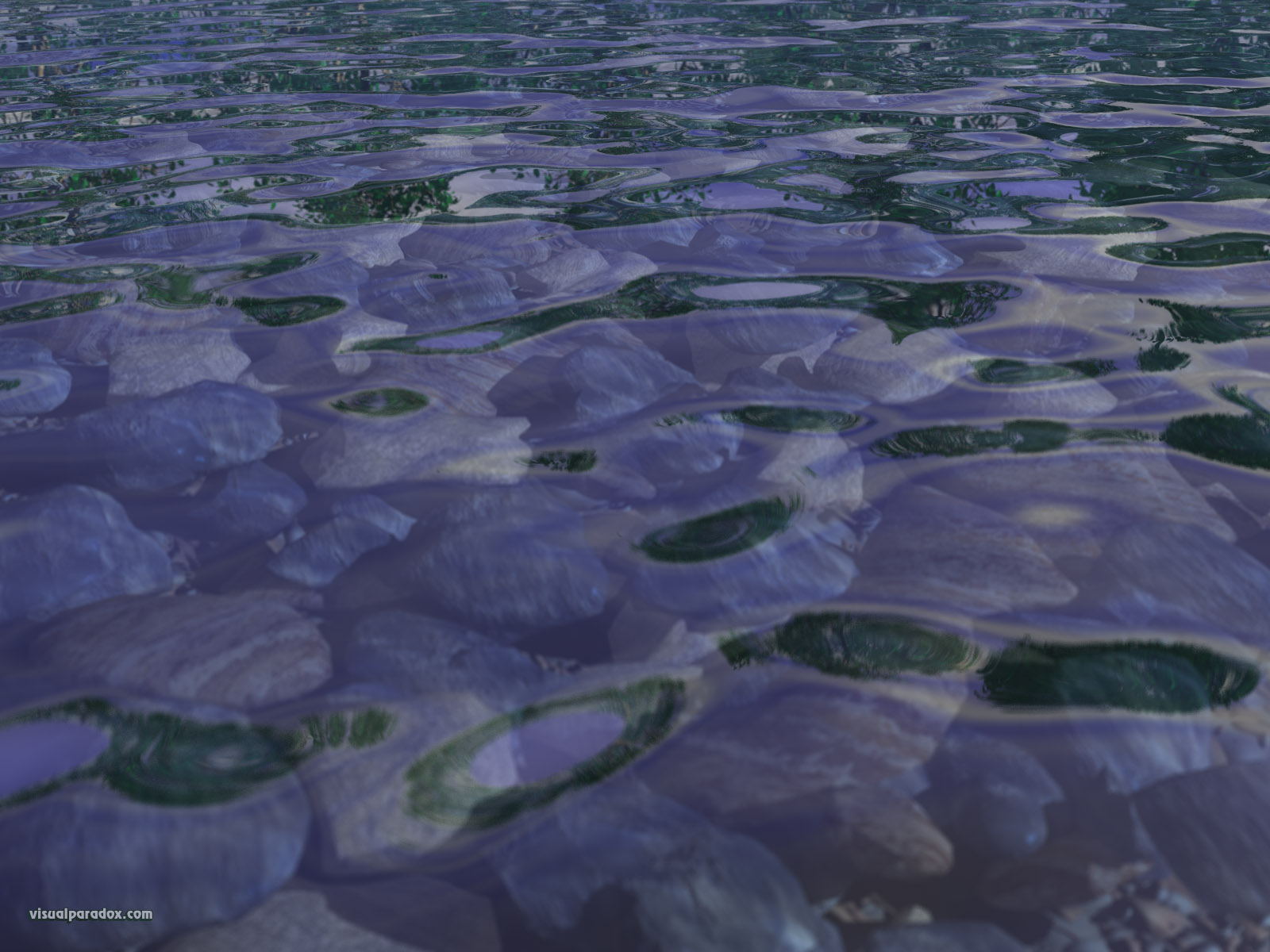 water, ripples, rocks, bottom, lake, wade, creek, pond, shallow, stream ,river, 3d, wallpaper